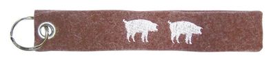 Filz-Schlüsselanhänger mit Stick Zwei Schweine Gr. ca. 17x3cm 14096 braun
