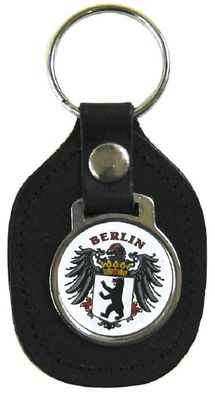 Leder- Schlüsselanhänger mit Button - Wappen Berlin - Gr. ca. 5x7cm - 06203 - Keyho