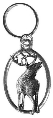 Metall- Schlüsselanhänger - röhrender Hirsch - Gr. ca. 8,3x3,5cm - 13255