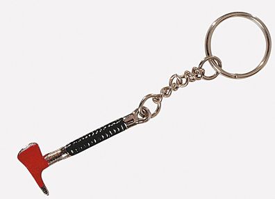 Metall- Schlüsselanhänger mit plastischem Feuerwehrmotiv - Kette und starkem Schlü
