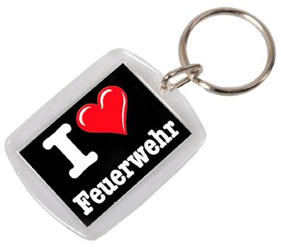Schlüsselanhänger - I love Feuerwehr - Gr. ca. 6x4cm - 13173 - Keyholder mit auswec