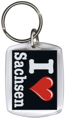 Schlüsselanhänger Motivdruck - I love Sachsen - Gr. ca. 4x3cm - 03586 - Keyholder S