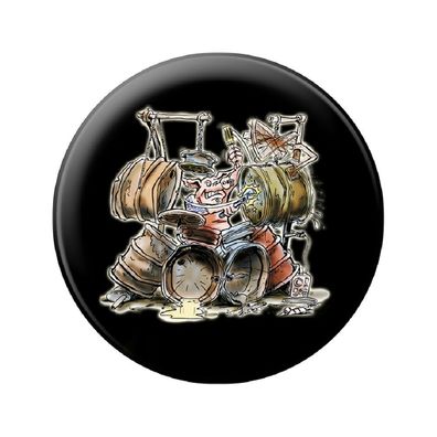 Ansteckbutton - Drum Pig - 18626 - Gr. ca. 5,7 cm