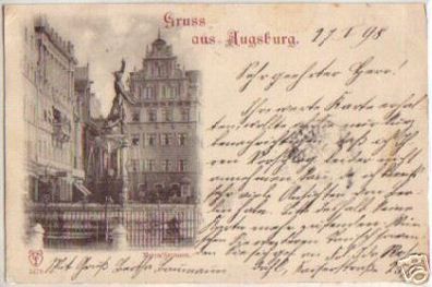00109 Ak Gruss aus Augsburg Mercurbrunnen 1898