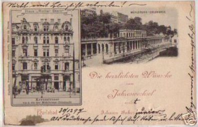 11685 Ak Karlsbad Kreuzstraße Haus "Roter Stern" 1897