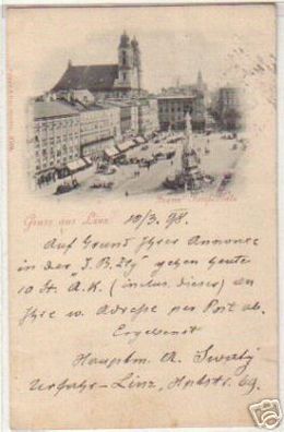 01202 Ak Gruß aus Linz Franz Josef Platz 1898