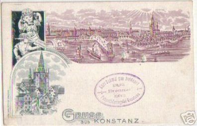 10654 Ak Lithographie Gruß aus Konstanz 1898