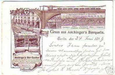 06209 Ak Gruß aus Aschingers Bierquelle Berlin 1899