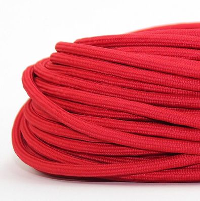 Textilkabel Stoffkabel rot 3-adrig 3x0,75 Zug-Pendelleitung S03RT-F 3G0,75