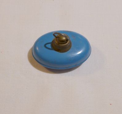 original alt Blech Wärmflasche oval blau für Puppenstube