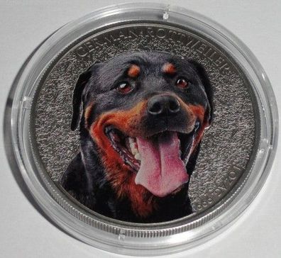 Niue 1 Oz Silber German Rottweiler Farbe 2015 * Watch and Guard Dogs Serie