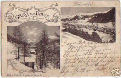 12536 Ak Gruss aus Davos im Winter 1903