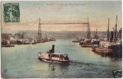 12525 Feldpost Ak Rouen Hafen mit Transportband 1916