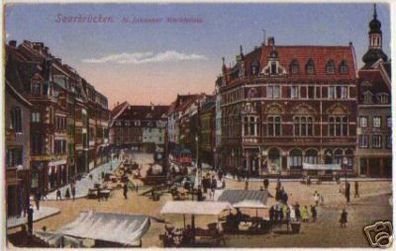 11249 Ak Saarbrücken St. Johanner Marktplatz 1918