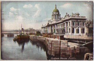 12447 Ak Dublin Custom House mit Dampfer 1907