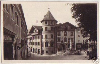 00512 Ak Berchtesgaden Marktplatz mit Brunnen um 1920