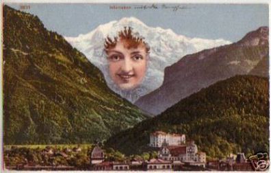 12537 Ak Interlaken Schweiz Berg mit Gesicht 1908