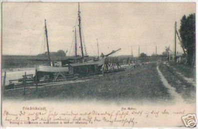 12192 Ak Friedrichstadt am Hafen mit Windmühle 1906