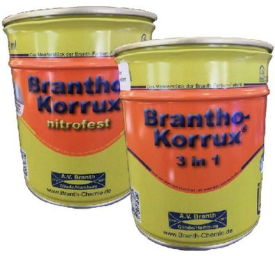 Rostschutzfarbe Brantho Korrux 3in1 + nitrofest Grundierung Metallschutz 750 ml