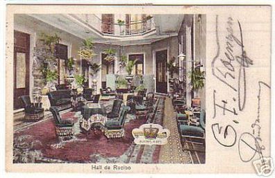 12754 Ak Buenos Aires Royal Hotel Hall de Recibo um1910
