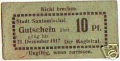 seltene Banknote 10 Pfennig Stadt Santomischel 1917
