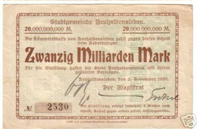 20 Milliarden M Banknote Inflation Neuhaldensleben 1923