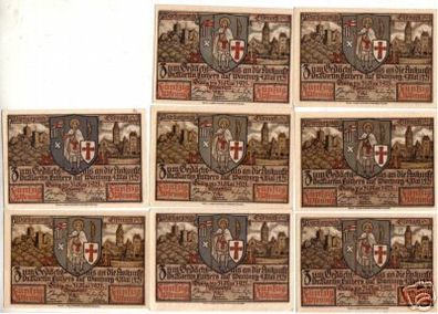 8 Banknoten Notgeld der Stadt Eisenach 1921