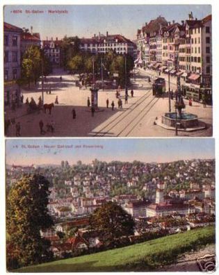 12371/2 Ak St. Gallen Schweiz Marktplatz usw. um 1915
