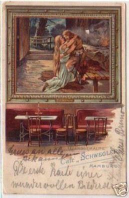 02918 Ak Lithographie Hamburg Café Schwegler 1900