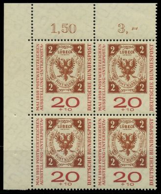 BRD 1959 Nr 311a postfrisch Viererblock ECKE-OLI X7EAECE