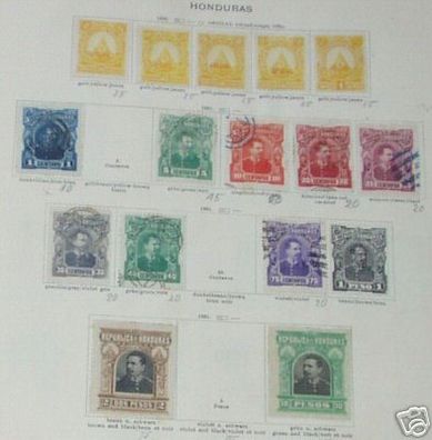 15 seltene Briefmarken Honduras um 1900