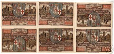 6 Banknoten Notgeld der Stadt Eisenach 1921