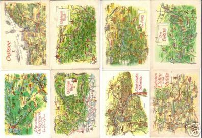 12922/8 DDR Ak mit gemalten Landkarten um 1970