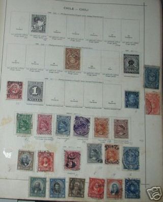 Sammlung mit 23 Briefmarken Chile um 1900