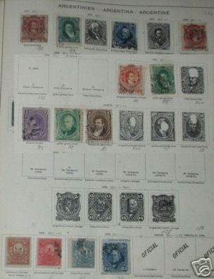 Sammlung mit 13 Briefmarken Argentinien vor 1900