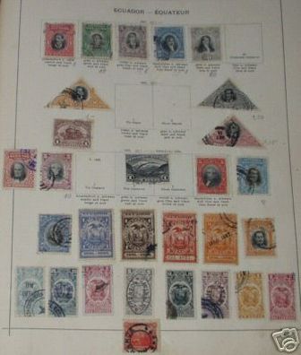 28 seltene Briefmarken Ecuador um 1900