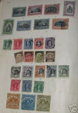 Sammlung mit 28 Briefmarken Chile um 1900