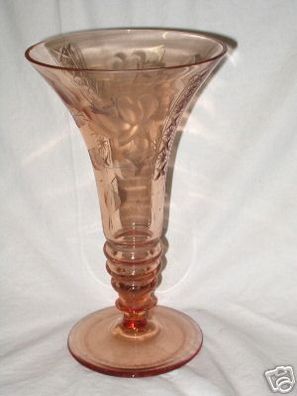 romantische Vase aus Glas Rosen-Muster um 1900
