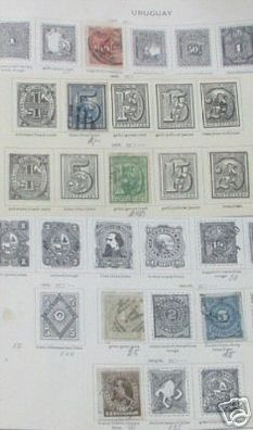 6 seltene Briefmarken Uruguay vor 1900