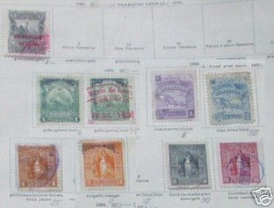 9 seltene Briefmarken Nicaragua vor 1900