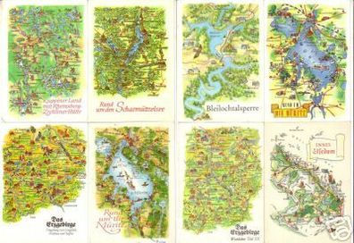12920/8 DDR Ak mit gemalten Landkarten um 1970