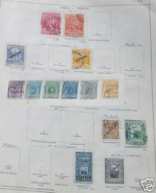 13 seltene Briefmarken Peru vor 1900