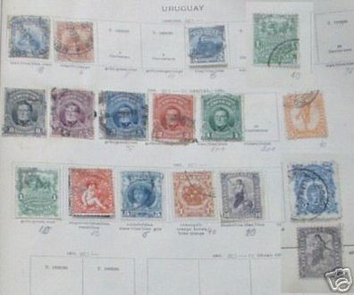 17 seltene Briefmarken Uruguay um 1900