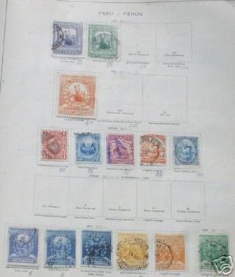 14 seltene Briefmarken Peru vor 1900