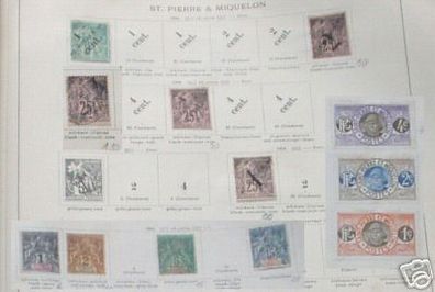 12 seltene Briefmarken St. Pierre & Miquelon um 1900