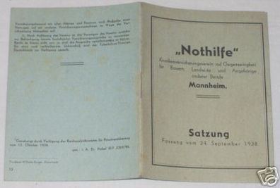 Satzung Krankenversicherung "Nothilfe" Mannheim 1938