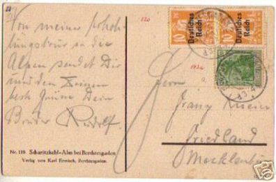 alter Postkarte Bayern mit interessanter Frankatur 1921