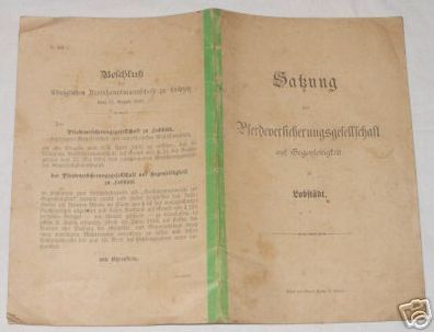 Satzung Pferdeversicherunggesellschaft Lobstädt 1902