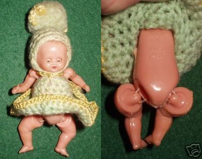 kleine Puppe Zelluloid Puppenstube Schlafaugen um 1940