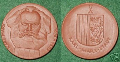 DDR Medaille Porzellan Karl Marx 1813-1883